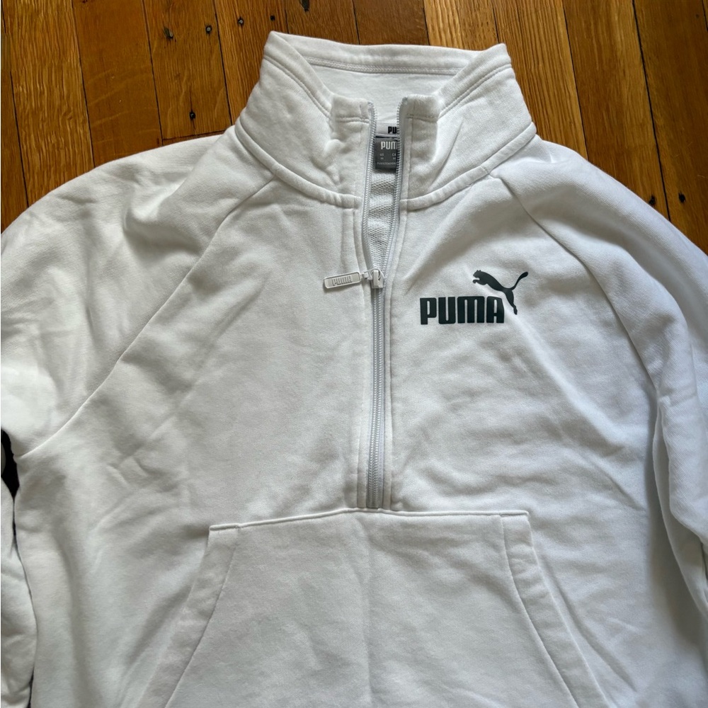 Puma White Quarter-Zip Pullover